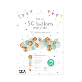 kIT 50 BALLONS POUR ARCHE OR/BLANC/VERT